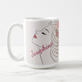 Personalized Pink Rose Floral Hair Woman Elegant  コーヒーマグカップ (左)