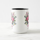 Personalized Pink Rose Name Mug Elegant Gift マグカップ (中央)