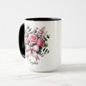 Personalized Pink Rose Name Mug Elegant Gift マグカップ (正面左)