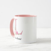 Personalized Pink Roses Monogram Mug Gift for Her マグカップ (正面左)