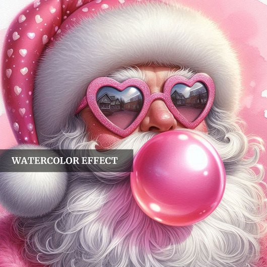 Personalized Pink Santa Bubble Gum Funny Christmas 招待状