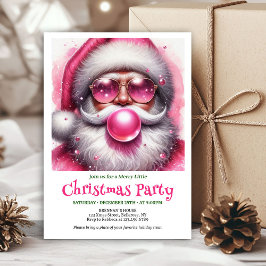 Personalized Pink Santa Bubble Gum Funny Christmas 招待状