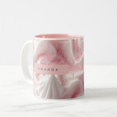 Personalized Pink Sparkle Whipped Cream ツートーンマグカップ (正面左)