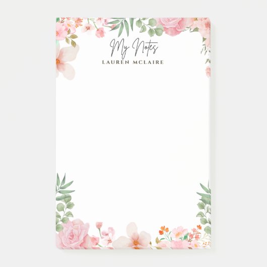 Personalized Pink Spring Flowers ポストイット (正面)