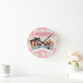 Personalized Pink Strawberry Name Cute Girly ラウンド壁時計 (ホーム)