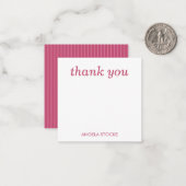 Personalized Pink Stripe ノートカード (正面/裏面インサイチュ)