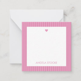 Personalized Pink Stripe ノートカード