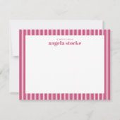 Personalized Pink Stripe ノートカード (正面)