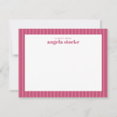 Personalized Pink Stripe ノートカード (正面)