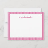 Personalized Pink Stripe  ノートカード (正面)