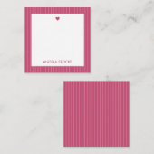 Personalized Pink Stripe ノートカード (正面/裏面)
