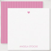 Personalized Pink Stripe ノートカード