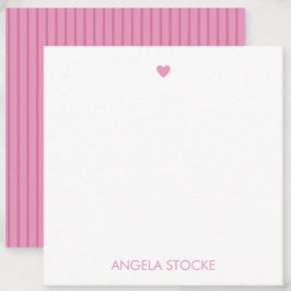 Personalized Pink Stripe ノートカード
