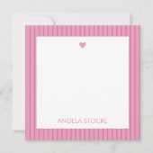 Personalized Pink Stripe ノートカード (正面)