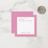 Personalized Pink Stripe ノートカード (正面/裏面インサイチュ)