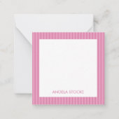 Personalized Pink Stripe Enclosure ノートカード (正面)
