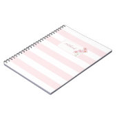 Personalized Pink Stripe Floral Spiral Notebook ノートブック (左側)