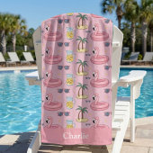 Personalized Pink Summer Vibes バスタオル