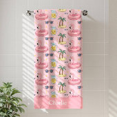 Personalized Pink Summer Vibes バスタオル