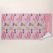 Personalized Pink Summer Vibes ビーチタオル (正面)