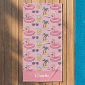 Personalized Pink Summer Vibes ビーチタオル