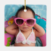 Personalized Pink Swimmer or Diver Photo セラミックオーナメント (裏面)
