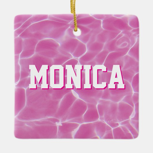 Personalized Pink Swimmer or Diver Photo セラミックオーナメント (正面)