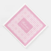 Personalized Pink Table Napkins Modern Tartan Look (コーナー)