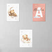 Personalized Pink Teddy Bear Nursery Prints Baby (正面)