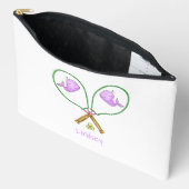 Personalized Pink Tennis Rackets with Whale Covers アクセサリーポーチ (見開き)