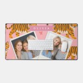 Personalized Pink Tiger Chic Edgy Fun Aesthetic デスクマット (キーボード&マウス)