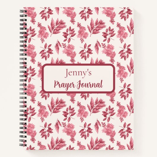 Personalized Pink Toile Prayer Journal ノートブック (正面)