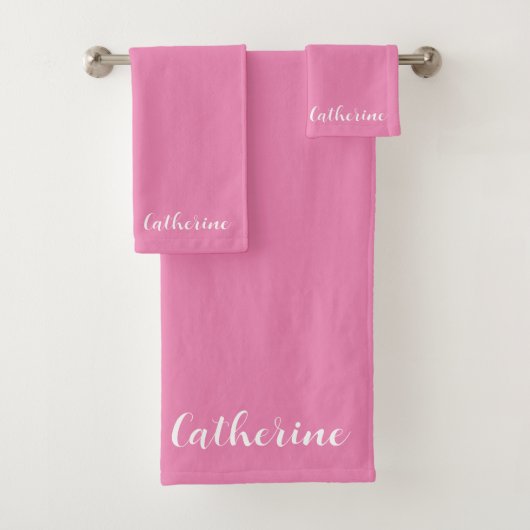 Personalized Pink Towels Set with Name  バスタオルセット (インサイチュ)