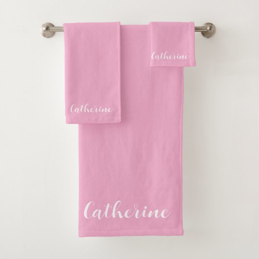 Personalized Pink Towels Set with Name  バスタオルセット (インサイチュ)
