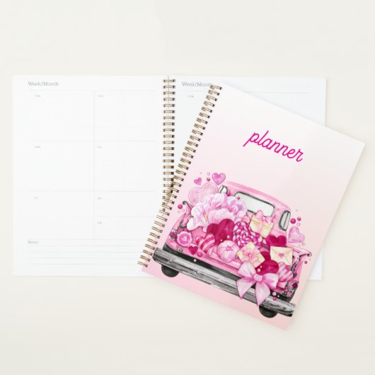 Personalized Pink Valentine Truck Planner Cover プランナー手帳 (ディスプレー)