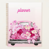 Personalized Pink Valentine Truck Planner Cover プランナー手帳 (正面)