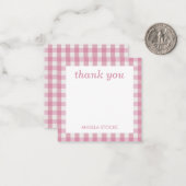 Personalized Pink White Gingham ノートカード (正面/裏面インサイチュ)