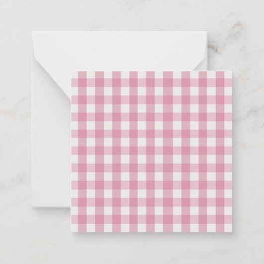 Personalized Pink White Gingham ノートカード (裏面)