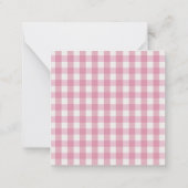 Personalized Pink White Gingham ノートカード (裏面)