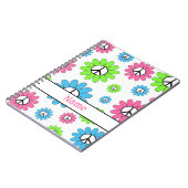 Personalized Pink White Peace Sign Notebook ノートブック (左側)