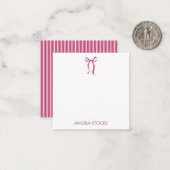 Personalized Pink White Stripe ノートカード (正面/裏面インサイチュ)