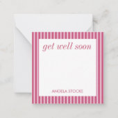 Personalized Pink White Stripe ノートカード (正面)