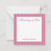 Personalized Pink White Stripe ノートカード (正面)
