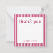Personalized Pink White Stripe ノートカード (正面)