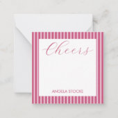 Personalized Pink White Stripe ノートカード (正面)