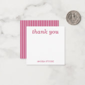 Personalized Pink White Stripe ノートカード (正面/裏面インサイチュ)