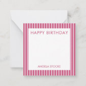 Personalized Pink White Stripe ノートカード (正面)