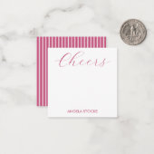 Personalized Pink White Stripe ノートカード (正面/裏面インサイチュ)