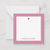 Personalized Pink White Stripe ノートカード (正面)
