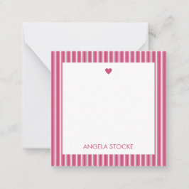 Personalized Pink White Stripe ノートカード